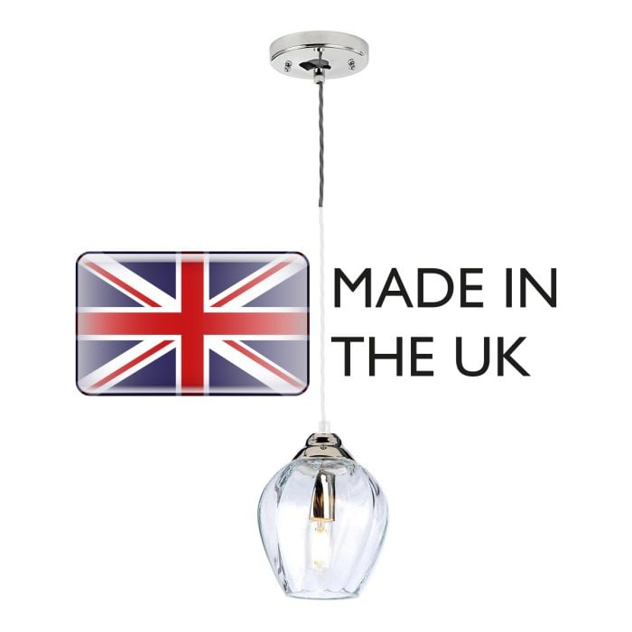 Elstead Lighting Tiber 1 Light Pendant - Polished Nickel/ Clear Glass