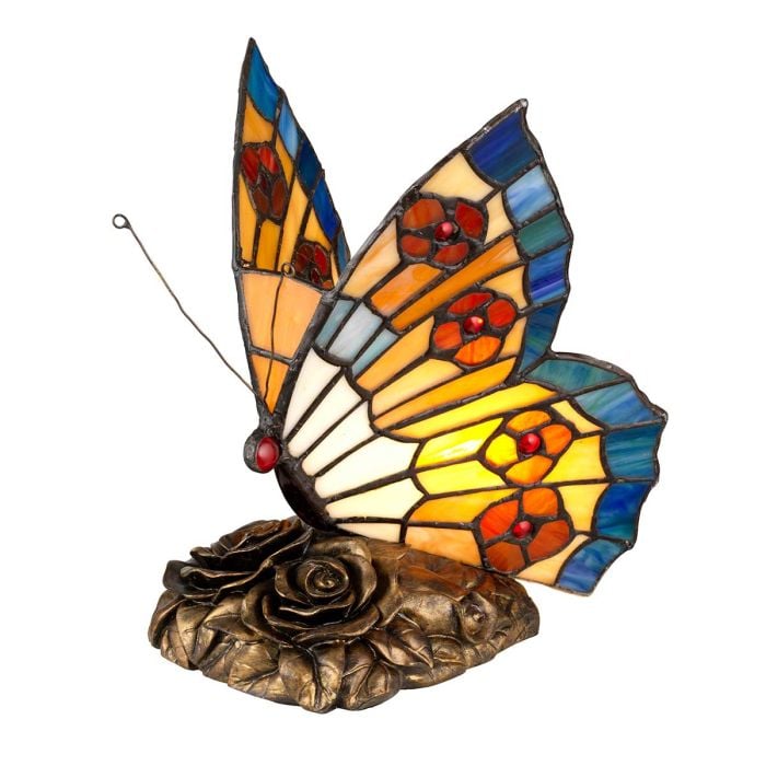 elstead lighting Tiffany Animal Lamps Orange Butterfly Lamp - Architectural Bronze