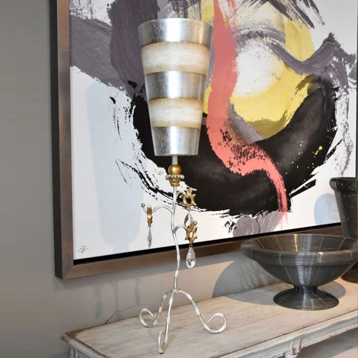 Elstead Lighting Tivoli 1 Light Table Lamp - Silver & Cream Patina