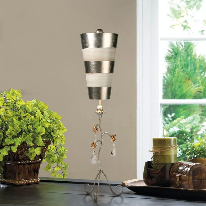Elstead Lighting Tivoli 1 Light Table Lamp - Silver & Cream Patina