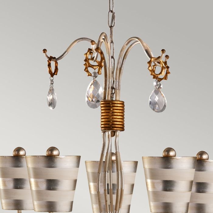 Elstead Lighting Tivoli 5 Light Chandelier - Silver & Cream Patina