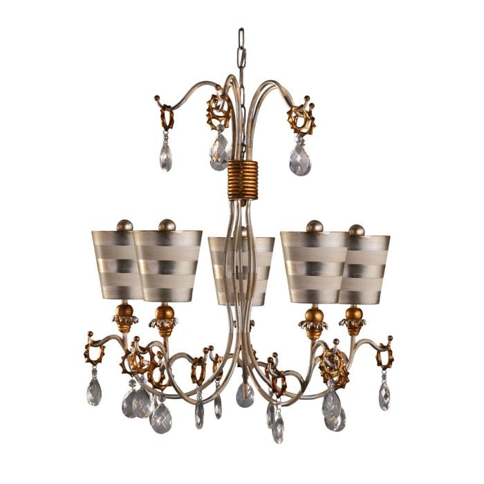 elstead lighting Tivoli 5 Light Chandelier - Silver & Cream Patina