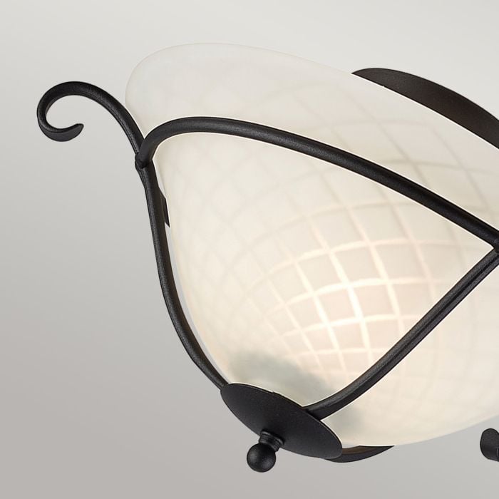 Elstead Lighting Torchiere 1 Light Flush - Black/ Opal Etched Glass