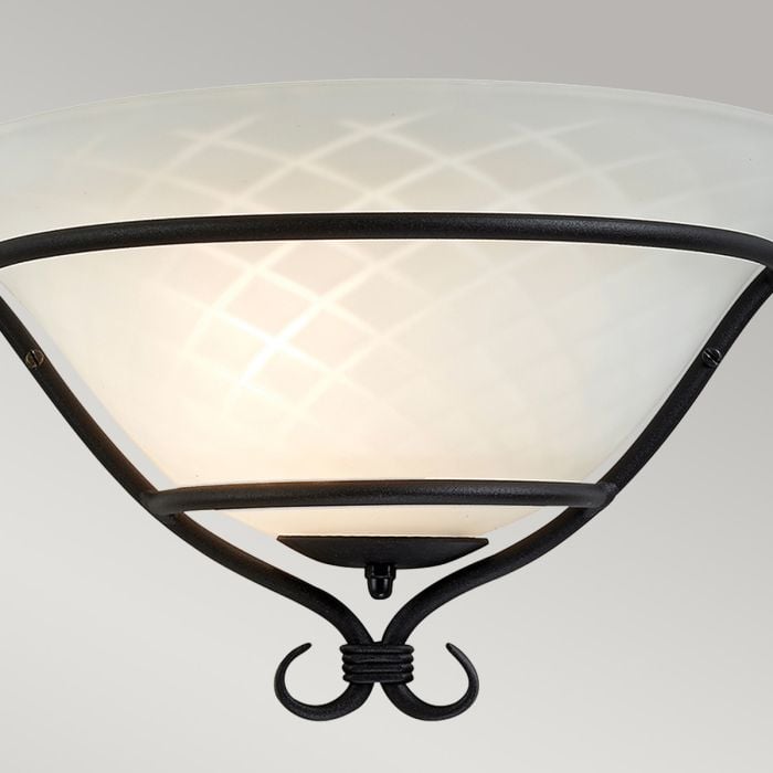 Elstead Lighting Torchiere 1 Light Wall Uplighter - Black With Etched Opal Glass