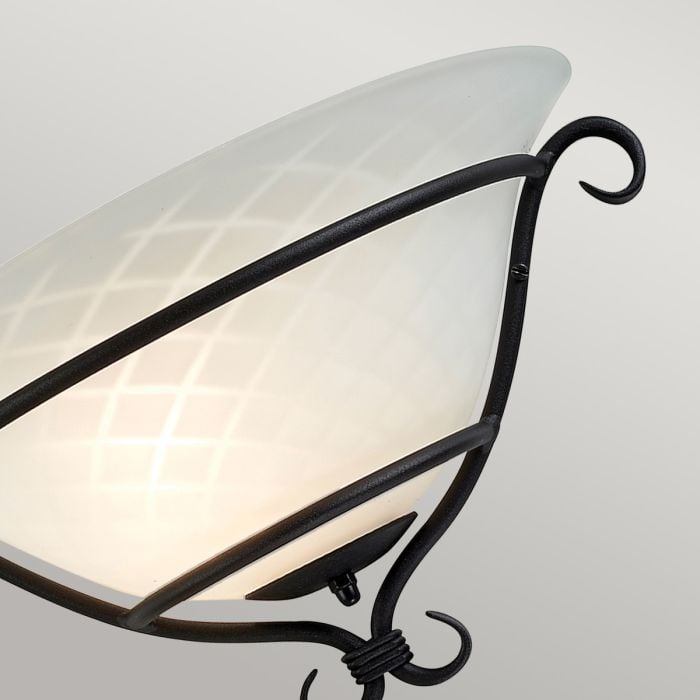 Elstead Lighting Torchiere 1 Light Wall Uplighter - Black With Etched Opal Glass
