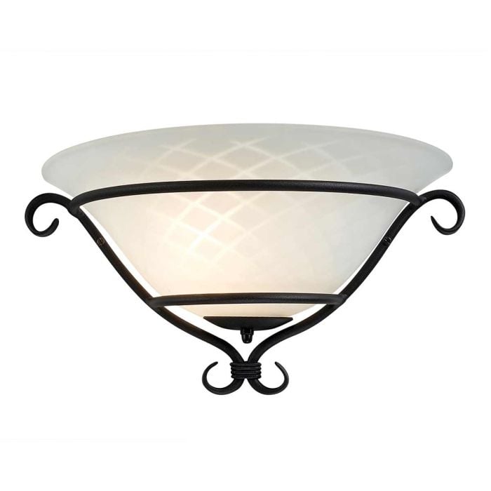 elstead lighting Torchiere 1 Light Wall Uplighter - Black with Etched Opal Glass