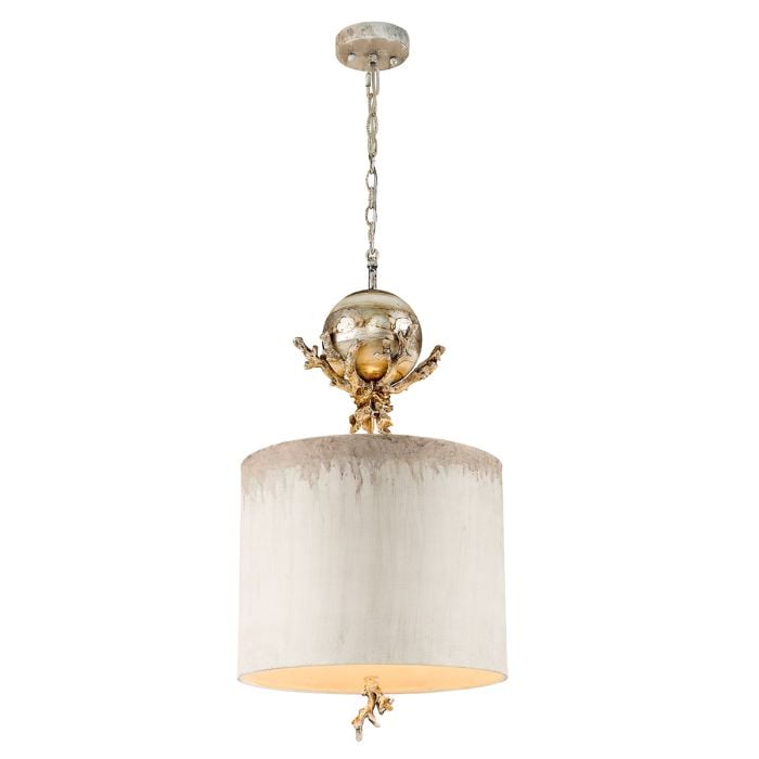 Elstead Lighting Trellis 1 Light Pendant - Putty Patina & Silver Leaf