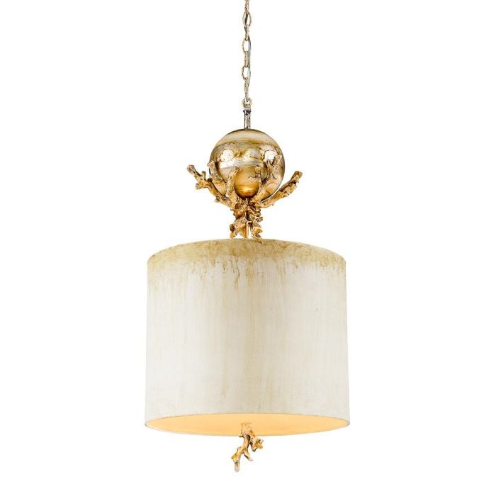 elstead lighting Trellis 1 Light Pendant - Putty Patina & Silver Leaf