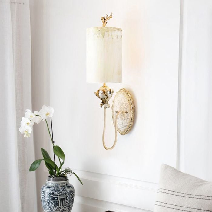 Elstead Lighting Trellis 1 Light Wall Light - Putty Patina & Silver Leaf
