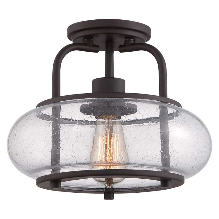 elstead lighting Trilogy 1 Light Small Semi-Flush - Old Bronze
