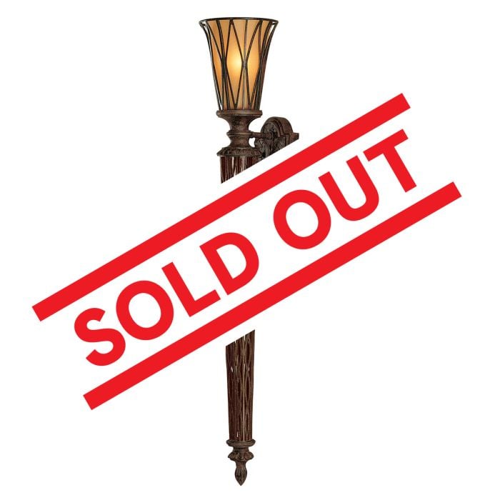 elstead lighting Triomphe 1 Light Wall Torchiere - Firenze Gold with Amber Shade