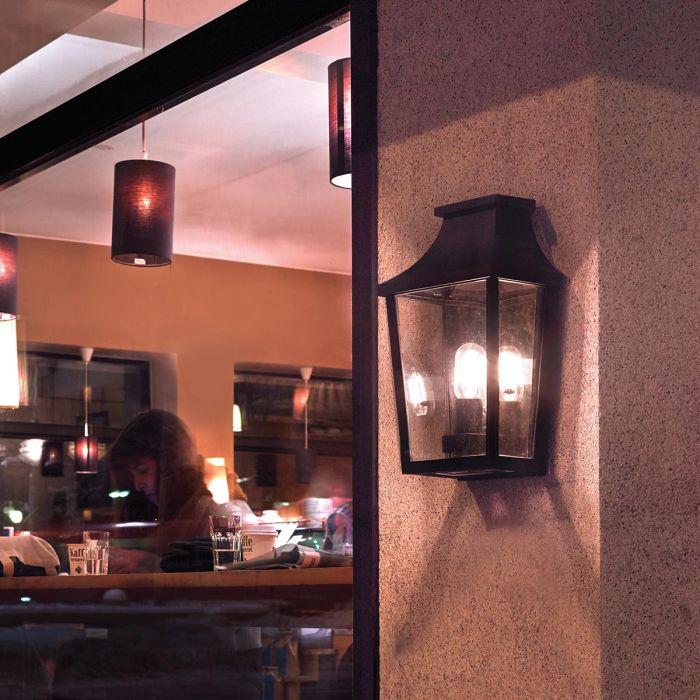 Elstead Lighting Turin 1 Light Half Wall Lantern - Black