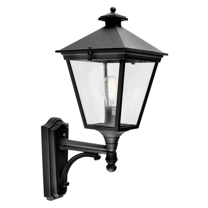 elstead lighting Turin 1 Light Up Wall Lantern - Black
