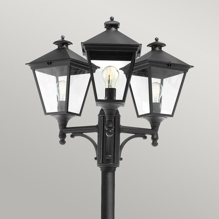 Elstead Lighting Turin 3 Light Triple Lamp Post - Black