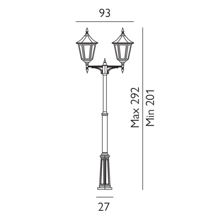 Elstead Lighting Valencia Grande 2 Light Twin Head Lamp Post - Black