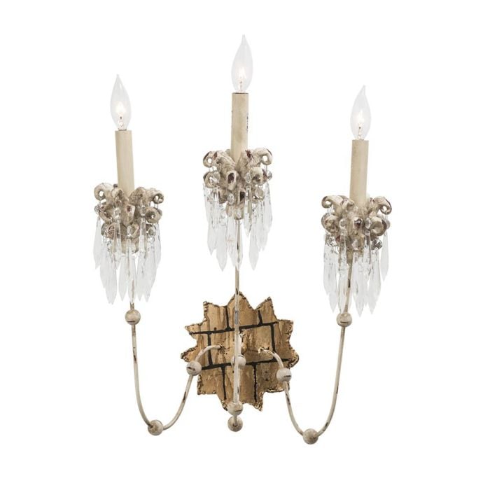 elstead lighting Venetian 3 Light Wall Light - Beige Patina & Gold