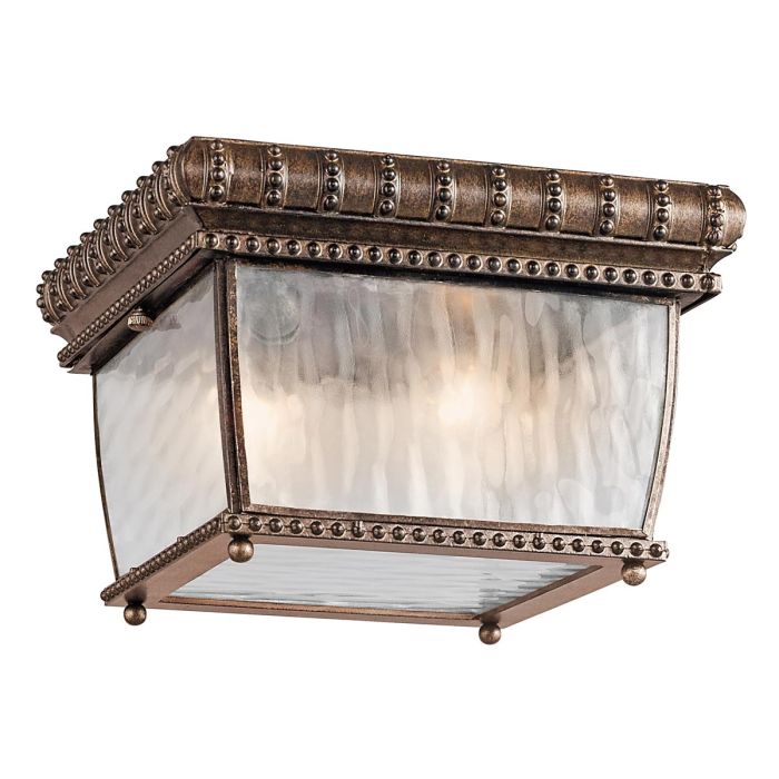 elstead lighting Venetian Rain 2 Light Flush - Brushed Bronze