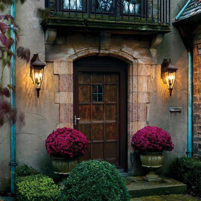 Elstead Lighting Venetian Rain 3 Light Large Wall Lantern - Brushed Bronze