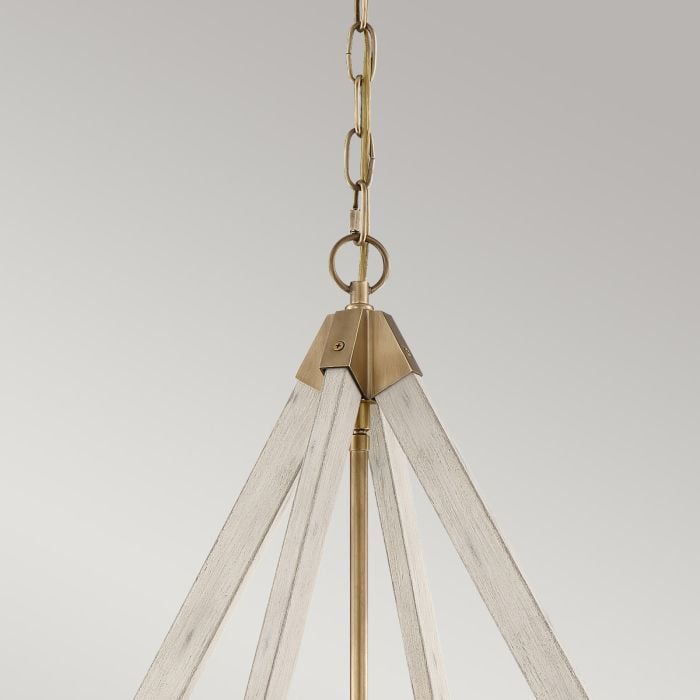 Elstead Lighting View Point 3 Light Chandelier - Whitewash Wood Effect And Weathered Brass