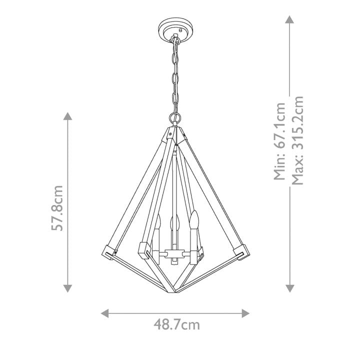 Elstead Lighting View Point 3 Light Chandelier - Whitewash Wood Effect And Weathered Brass