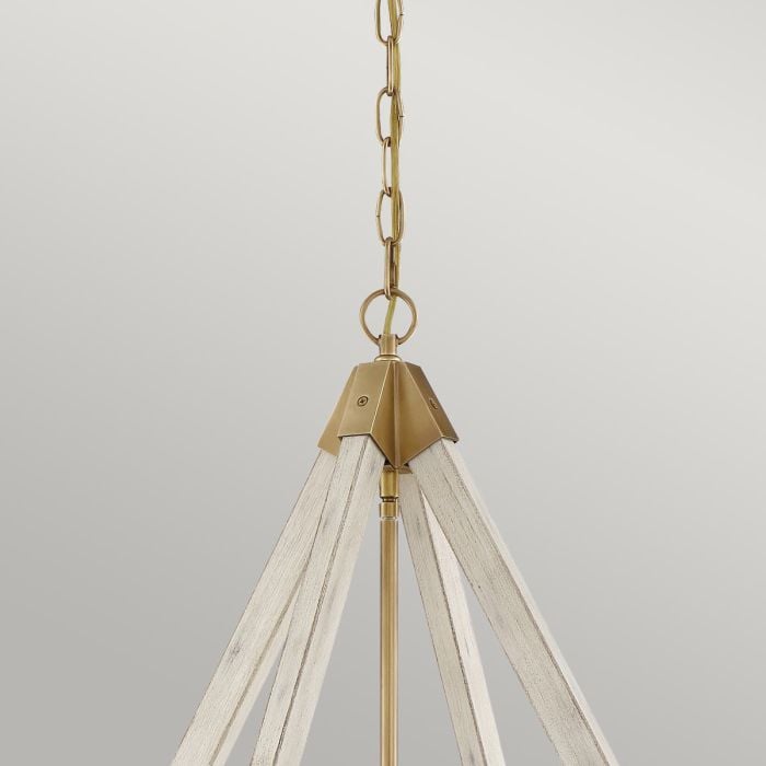 Elstead Lighting View Point 4 Light Chandelier - Whitewash Wood Effect And Weathered Brass
