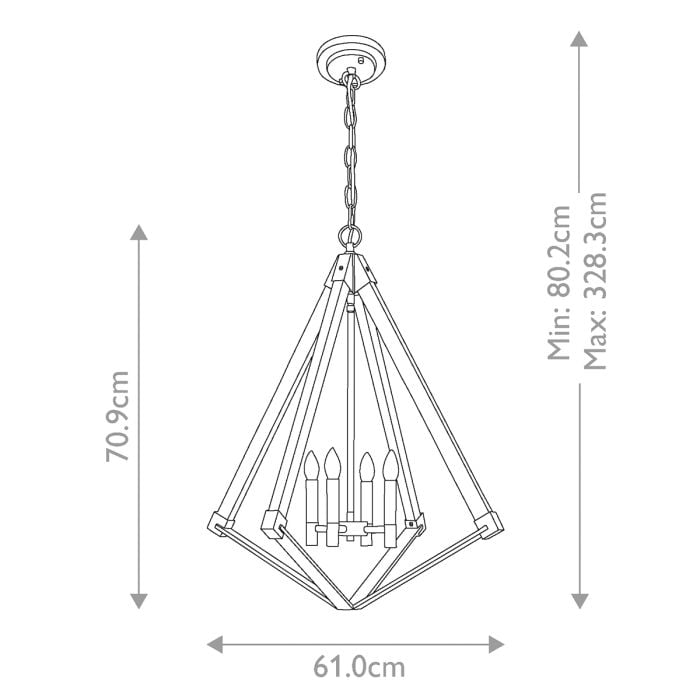 Elstead Lighting View Point 4 Light Chandelier - Whitewash Wood Effect And Weathered Brass