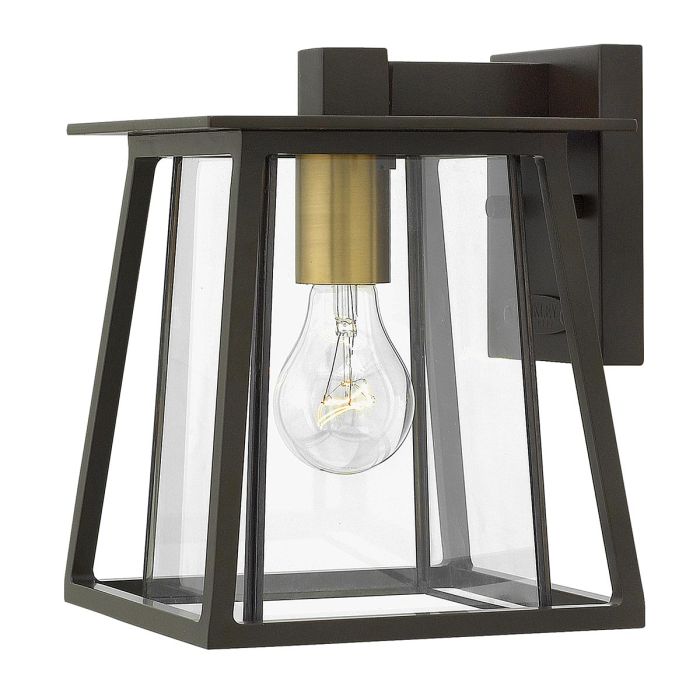 elstead lighting Walker 1 Light Small Wall Lantern - Buckeye Bronze with Heritage Brass