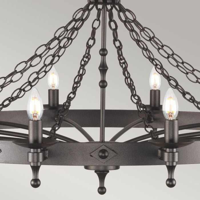Elstead Lighting Warwick 12 Light Chandelier - Graphite Black