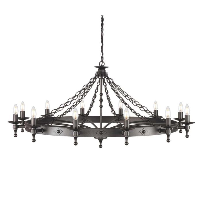 elstead lighting Warwick 12 Light Chandelier - Graphite Black
