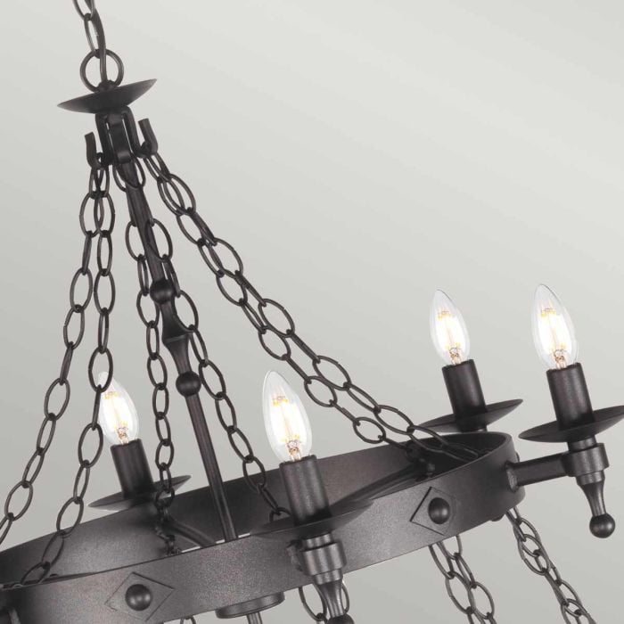 Elstead Lighting Warwick 18 Light Chandelier - Graphite Black