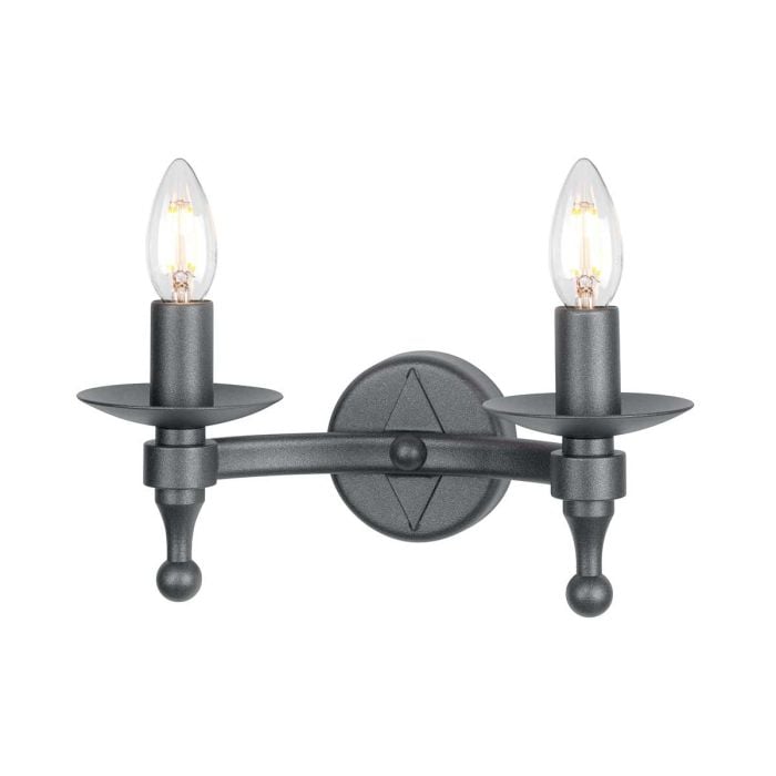 elstead lighting Warwick 2 Light Wall Light - Graphite Black