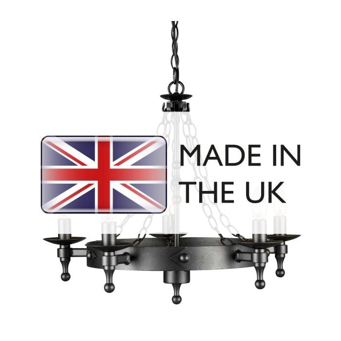 Elstead Lighting Warwick 5 Light Chandelier - Graphite Black