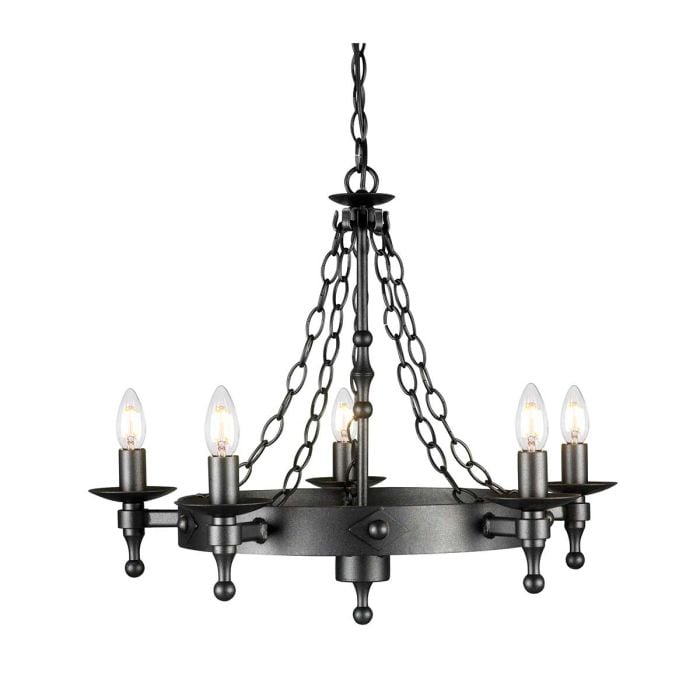 elstead lighting Warwick 5 Light Chandelier - Graphite Black