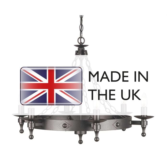 Elstead Lighting Warwick 6 Light Chandelier - Graphite Black