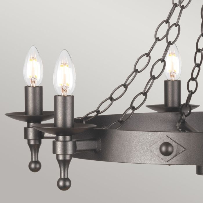 Elstead Lighting Warwick 6 Light Chandelier - Graphite Black