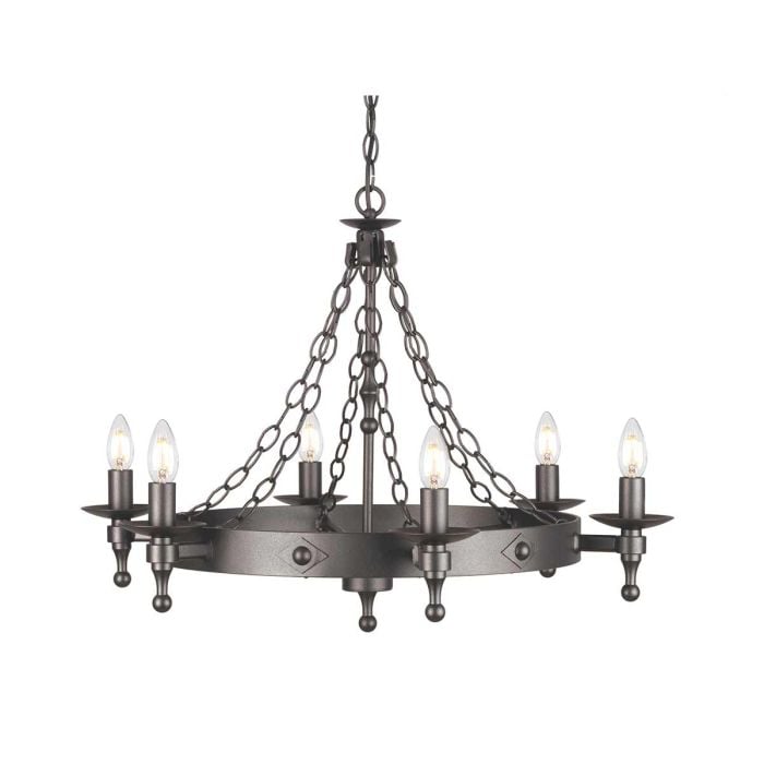 elstead lighting Warwick 6 Light Chandelier - Graphite Black