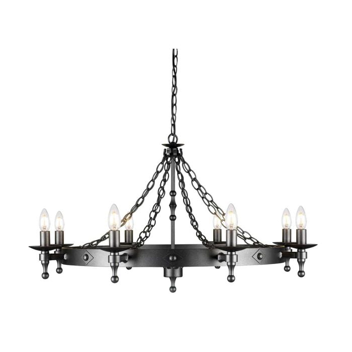 elstead lighting Warwick 8 Light Chandelier - Graphite Black