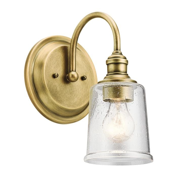 elstead lighting Waverly 1 Light Wall Light - Natural Brass