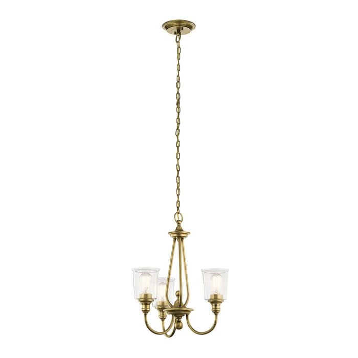 elstead lighting Waverly 3 Light Chandelier - Natural Brass
