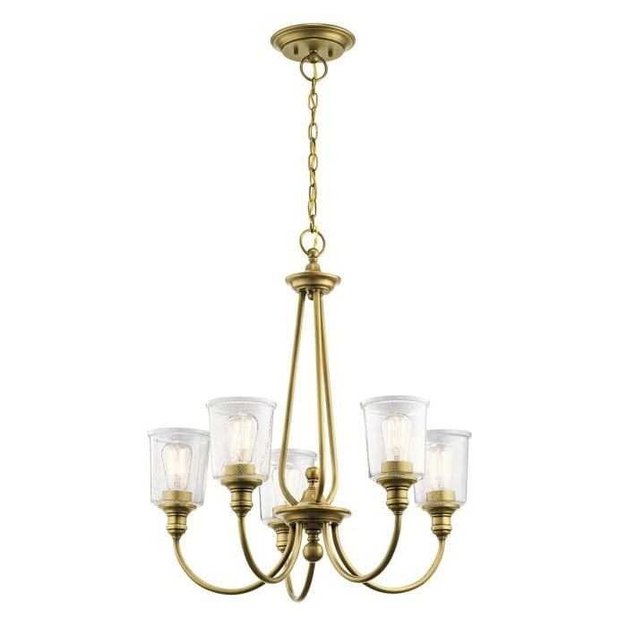 elstead lighting Waverly 5 Light Chandelier - Natural Brass