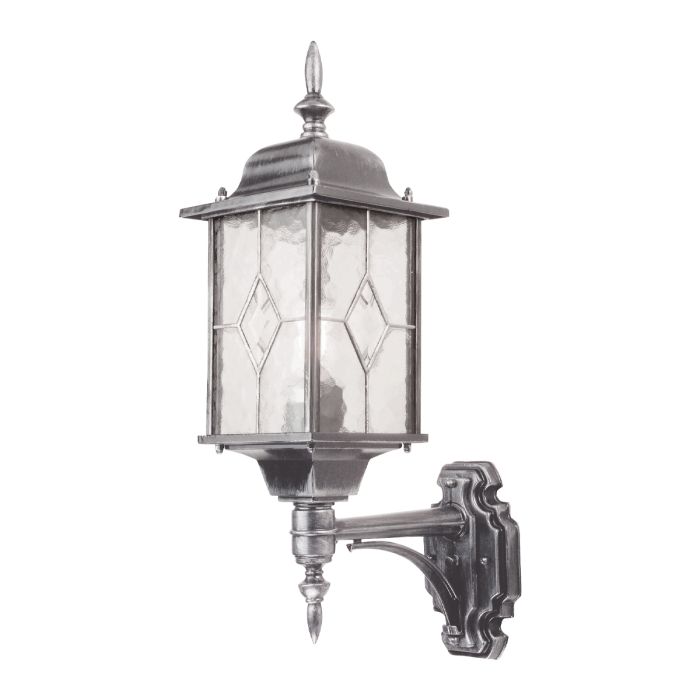 elstead lighting Wexford 1 Light Up Wall Lantern - Black/Silver