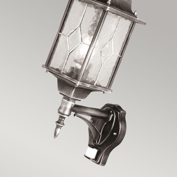 Elstead Lighting Wexford 1 Light Up Wall Lantern With PIR - Black/Silver