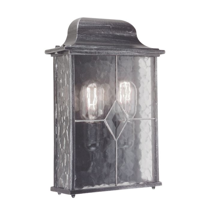 elstead lighting Wexford 2 Light Half Lantern - Black/Silver