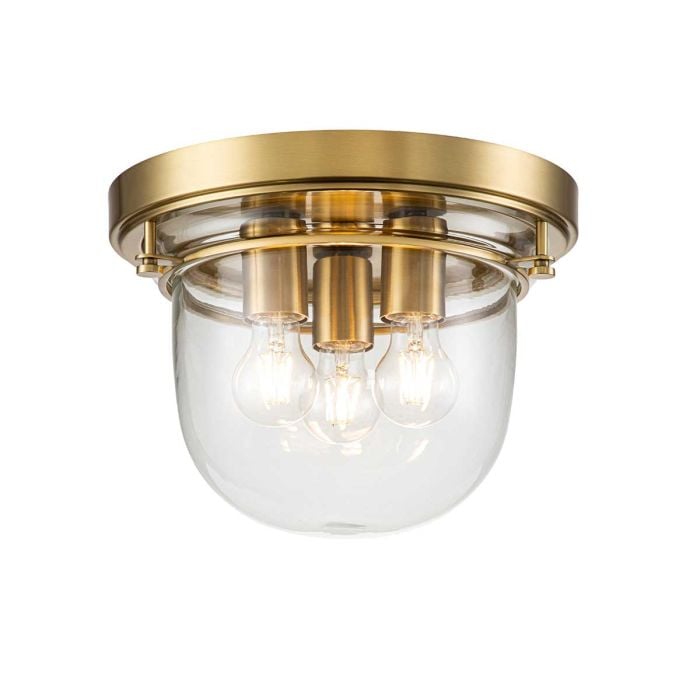 elstead lighting Whistling 3 Light Flush - Brushed Brass