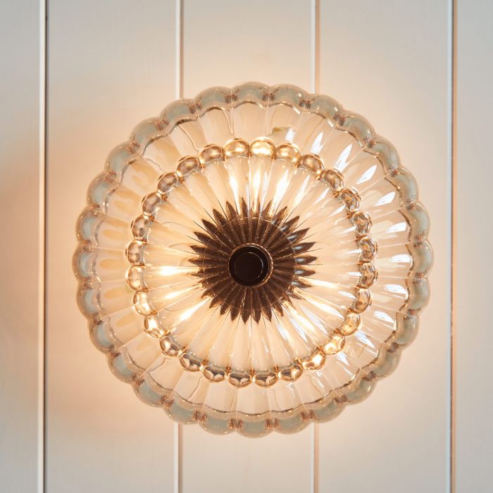 Elstead Lighting Whitecap 3 Lt Semi Flush Medium - Tinted Amber Glass With Mottled Cocoa Brown