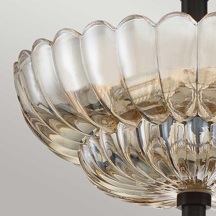 Elstead Lighting Whitecap 3 Lt Semi Flush Medium - Tinted Amber Glass With Mottled Cocoa Brown