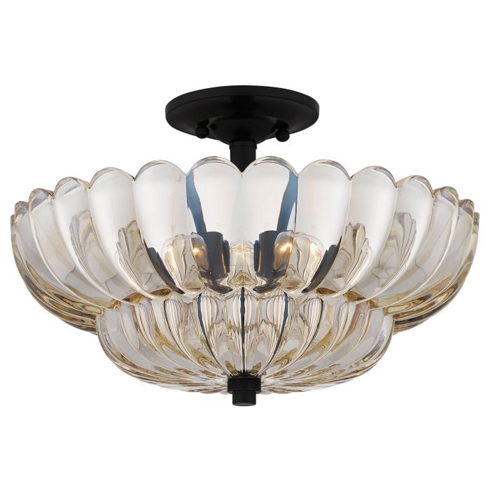 elstead lighting Whitecap 4 lt Semi Flush Medium - Tinted Amber Glass with Mottled Cocoa Brown