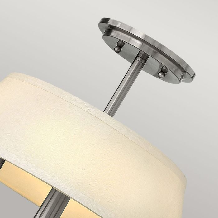 Elstead Lighting Whitney 3 Light Duo-Mount Pendant/Semi-Flush - Brushed Nickel