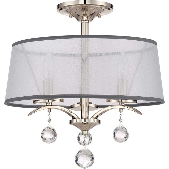 elstead lighting Whitney 3 Light Semi-Flush/Pendant - Imperial Silver