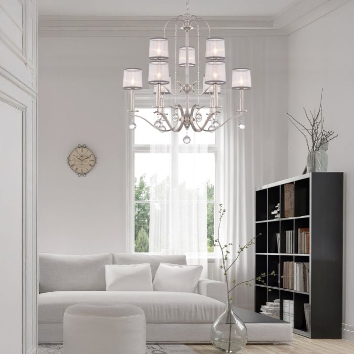 Elstead Lighting Whitney 9 Light Two Tier Chandelier - Imperial Silver